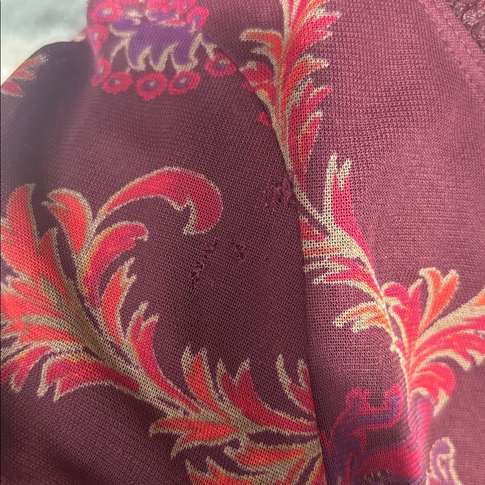 Express Burgundy Floral Blouse - Picture 13 of 13